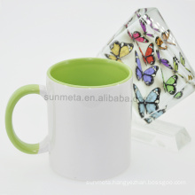 Sunmeta 11oz sublimation inner & handle color mug light green